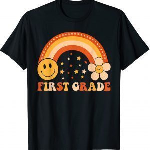 First Day Of First Grade Rainbow Teacher Kids Retro T-Shirt