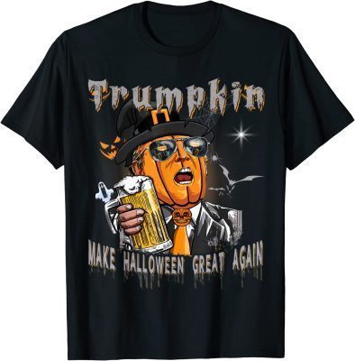 Trumpkin Drinking Beer Make Halloween Great Again Tee Shirts