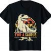 Kids Two a Saurus Birthday T Rex 2 Year Old Dino 2nd Dinosaur T-Shirt
