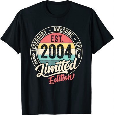 Vintage 18 Year Old Est 2004 Limited Edition 18th Birthday Funny T-Shirt