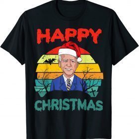 Retro Joe Biden Halloween Happy Christmas Santa Hat 2022 T-Shirt