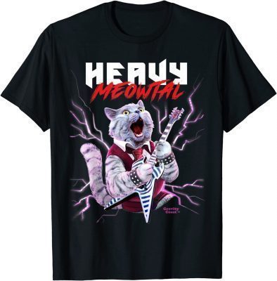 Heavy Meowtal Cat Playing Metal Guitar Funny Shirt