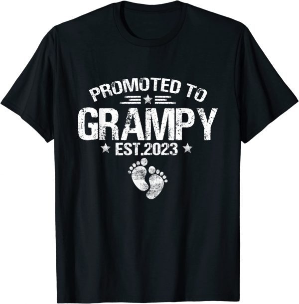 Promoted To Grampy Est. 2023 Baby Announcement Gift Tee Shirts