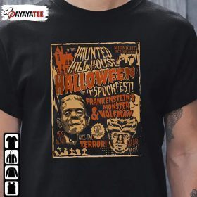 Vintage Frankenstein And Wolfman Halloween Shirt