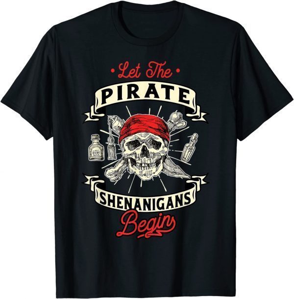 Vintage Let The Pirate Shenanigans Begin Crossbones Freebooter T-Shirt