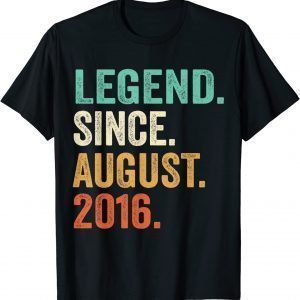 T-Shirt Legend Since August 2016 6th Birthday 6 Years Old Boy Kid