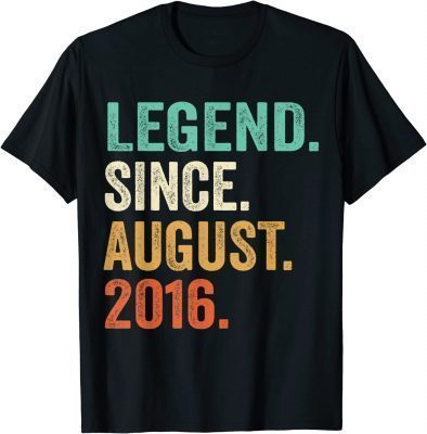 T-Shirt Legend Since August 2016 6th Birthday 6 Years Old Boy Kid