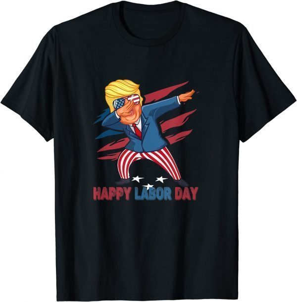 Happy Labor Day Funny Trump Dabbing American Flag Shirt