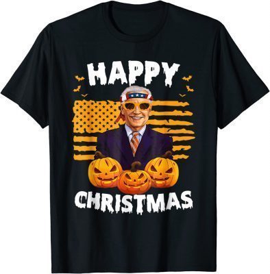 Joe Biden Happy Christmas American Flag Pumpkin Halloween Unisex Shirt