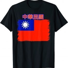 Taiwan Flag Grunge Effect Taiwanese Gift Tee Shirt