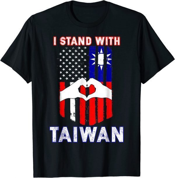 I Stand With Taiwan Support Taiwanese & American Flag Shirt