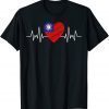 Taiwan Flag With Heartbeat Pride Grunge Taiwanese Flag Tee Shirt
