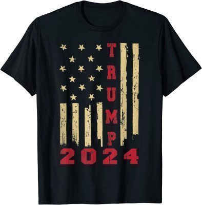 Trump 2024 Stars and Stripes American Flag Election Gift T-Shirt