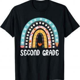 T-Shirt Boho Rainbow Second Grade Student Teacher Back To School