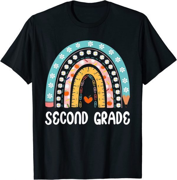 T-Shirt Boho Rainbow Second Grade Student Teacher Back To School