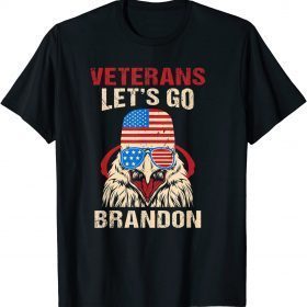 Vintage Veterans Let's Go Brandon American Eagle Glasses Biden Flag T-Shirt