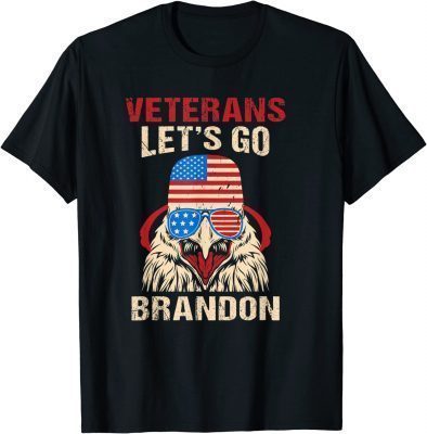 Vintage Veterans Let's Go Brandon American Eagle Glasses Biden Flag T-Shirt