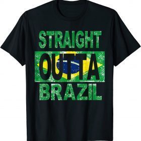 STRAIGHT OUTTA BRAZIL , Brazil FLAG COLORS DISTRESSED STYLE CLASSIC T-Shirt