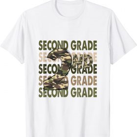 Second Grade Camo Camouflage Boy Teacher Back To School Funny T-Shirt