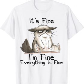 It's Fine I'm Fine Everything Is Fine Funny Black Cat Gifts T-Shirt