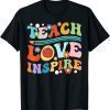 Retro Groovy Teacher Inspirational Happy Back to School T-Shirt