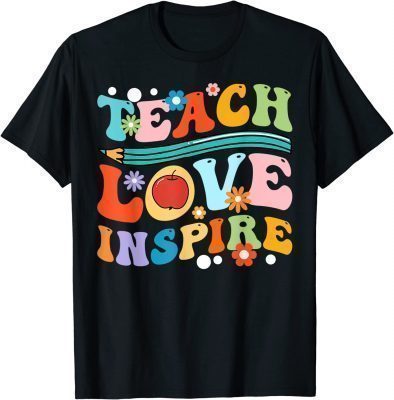 Retro Groovy Teacher Inspirational Happy Back to School T-Shirt