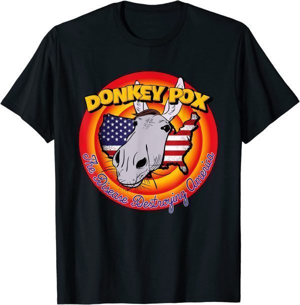 T-Shirt Donkey Pox Disease Destroying America Funny Vintage Cartoon