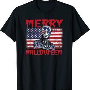 Merry Halloween For Distressed Flag Funny Biden T-Shirt