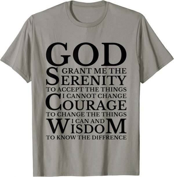 Serenity Prayer AA NA Sober Recovery 2022 T-Shirt