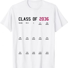 Class of 2036 Graduation First Day of School Grow With Me Gift T-Shirt