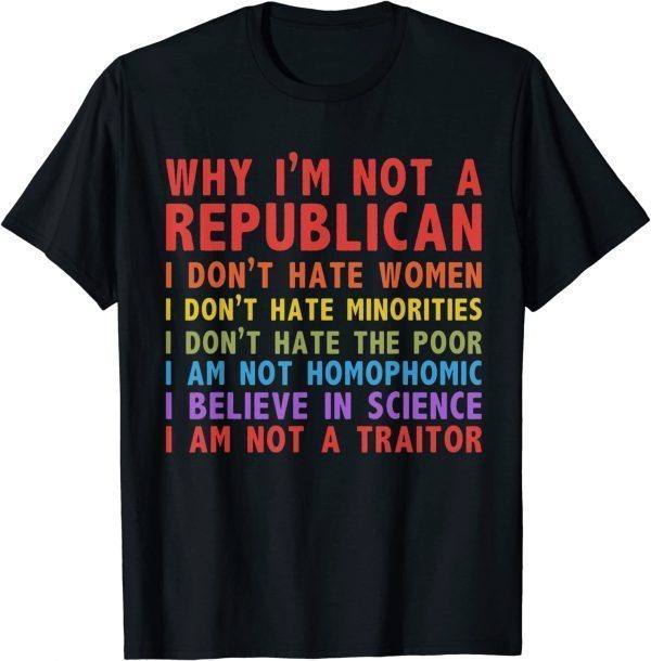 Why I'm Not A Republican I Don't Hate Women Funny T-Shirt