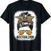 Bleached Football Mom Life With Leopard and Messy Bun Player Gift Tee Shirts