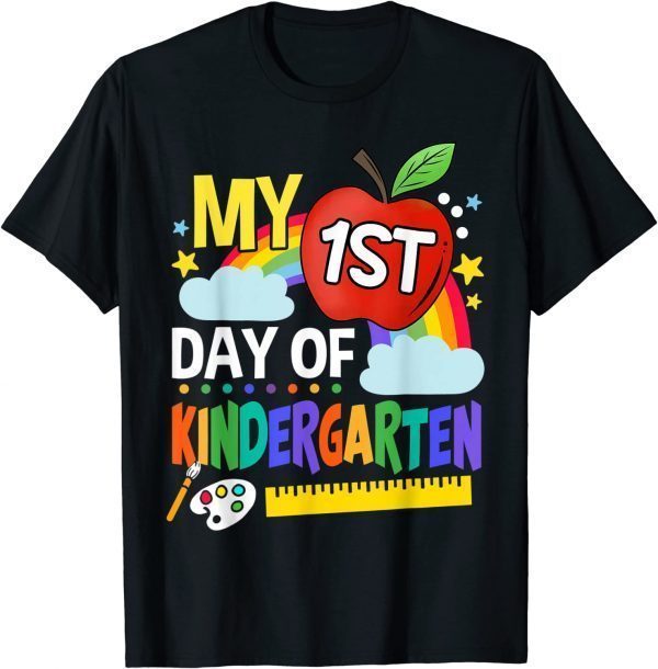 Official My First Day Of Kindergarten Funny Colorful Rainbow T-Shirt