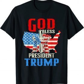 Patriotic God Bless President Trump USA Flag T-Shirt