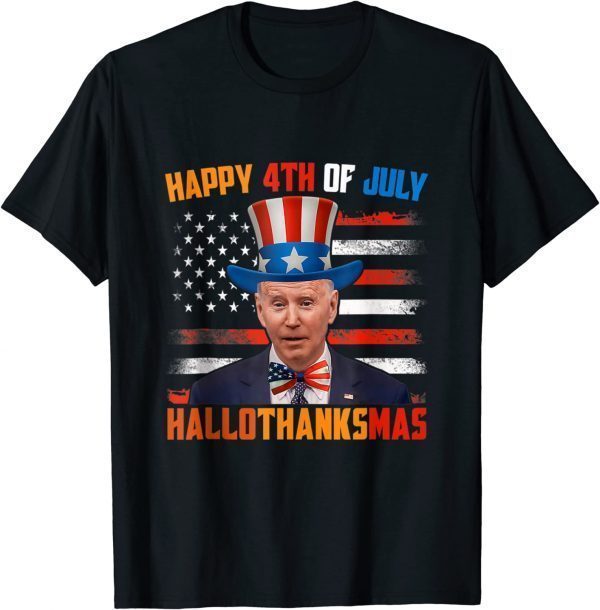 Joe Biden Happy 4th Of July Hallothanksmas Holidays 2023 T-Shirt