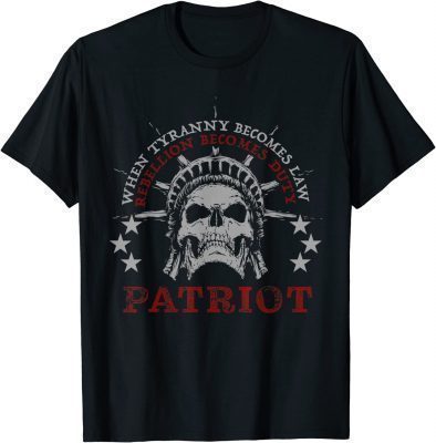US Patriots Skull Tyranny Rebellion Freedom 2nd Amendment Unisex T-Shirt