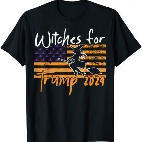 Trump 2024 Lazy Halloween Costume Funny Witch American Flag T-Shirt