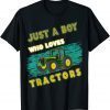 2022 Just A Boy Who Loves Tractors T Farm Kid Birthday T-Shirt