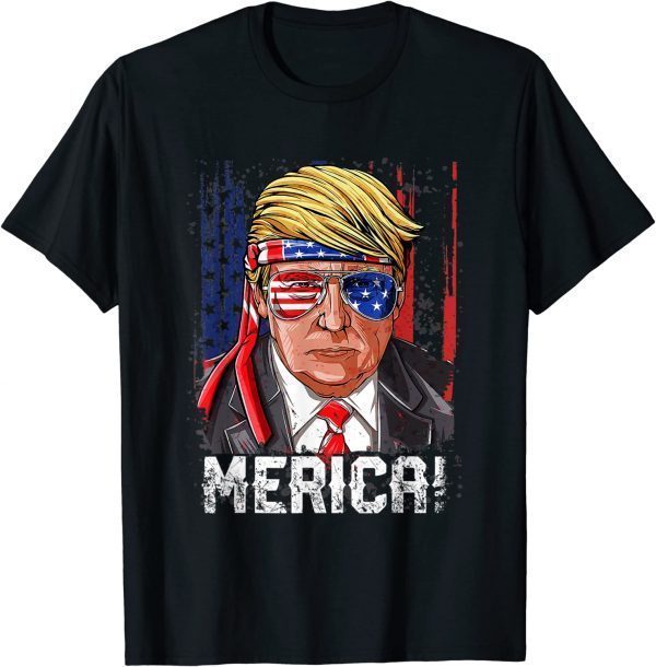 Trump 4th Of July Merica Men Women USA American Flag Vintage T-Shirt