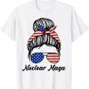 Anti Trump ,Nuclear Maga Messy Bun American Flag Pro Trump Tee Shirt