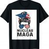 Official Pro Trump Nuclear Ultra Maga Messy Bun American Flag T-Shirt