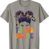 Back To School Groovy 3rd Grade Halloween Vibes Messy Bun Funny T-Shirt