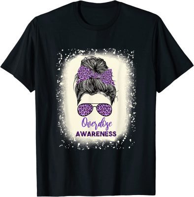 Overdose awareness Warrior messy hair bun Purple Ribbon Official T-Shirt