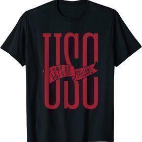 Let's Go Trojans Long Cardinal Logo Cardinal Pennant T-Shirt