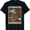 The Reader Tarot Card Funny Skeleton Librarian Halloween Tee Shirt