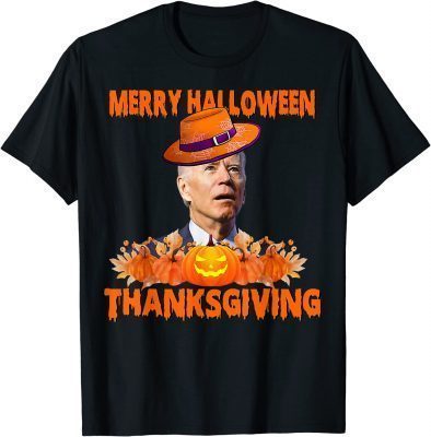 Funny Joe Biden Confused Merry Thanksgiving For Halloween T-Shirt