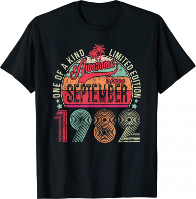 40 Year Old Awesome Since September 1982 40th Birthday Gift T-Shirt