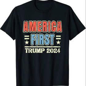 Distressed America First Trump 2024 Tee Shirt