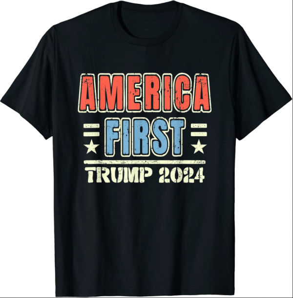 Distressed America First Trump 2024 Tee Shirt