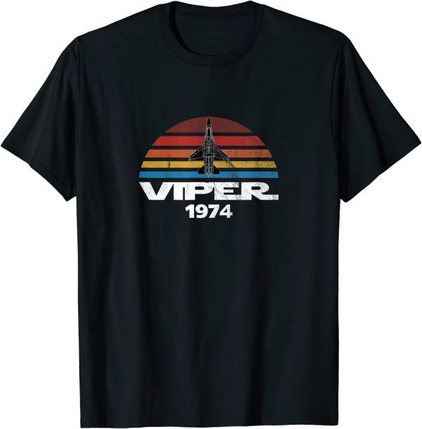 F-16 Viper Fighter Jet Distressed Sunset Funny T-Shirt